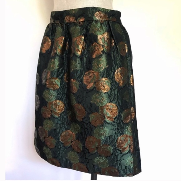 J.Crew Special Collection Women’s Metallic Floral Brocade A-Line Skirt - Picture 6 of 9